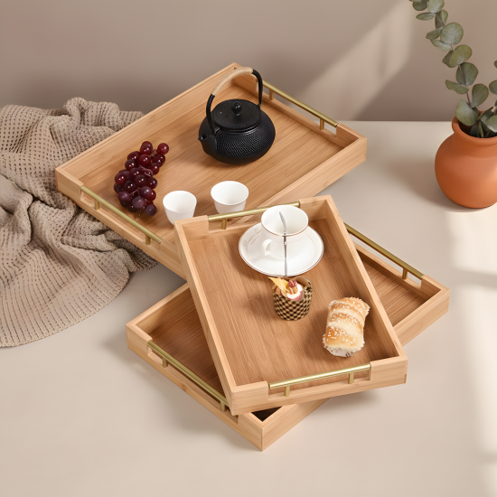 Wooden Tray Set 3 Pcs